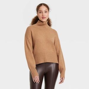 A New Day Target Mock turtleneck pullover Sweater Camel Large L